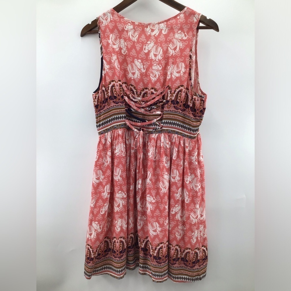 Entro Coral and Purple Sleeveless Midi Dress - Picture 2 of 13